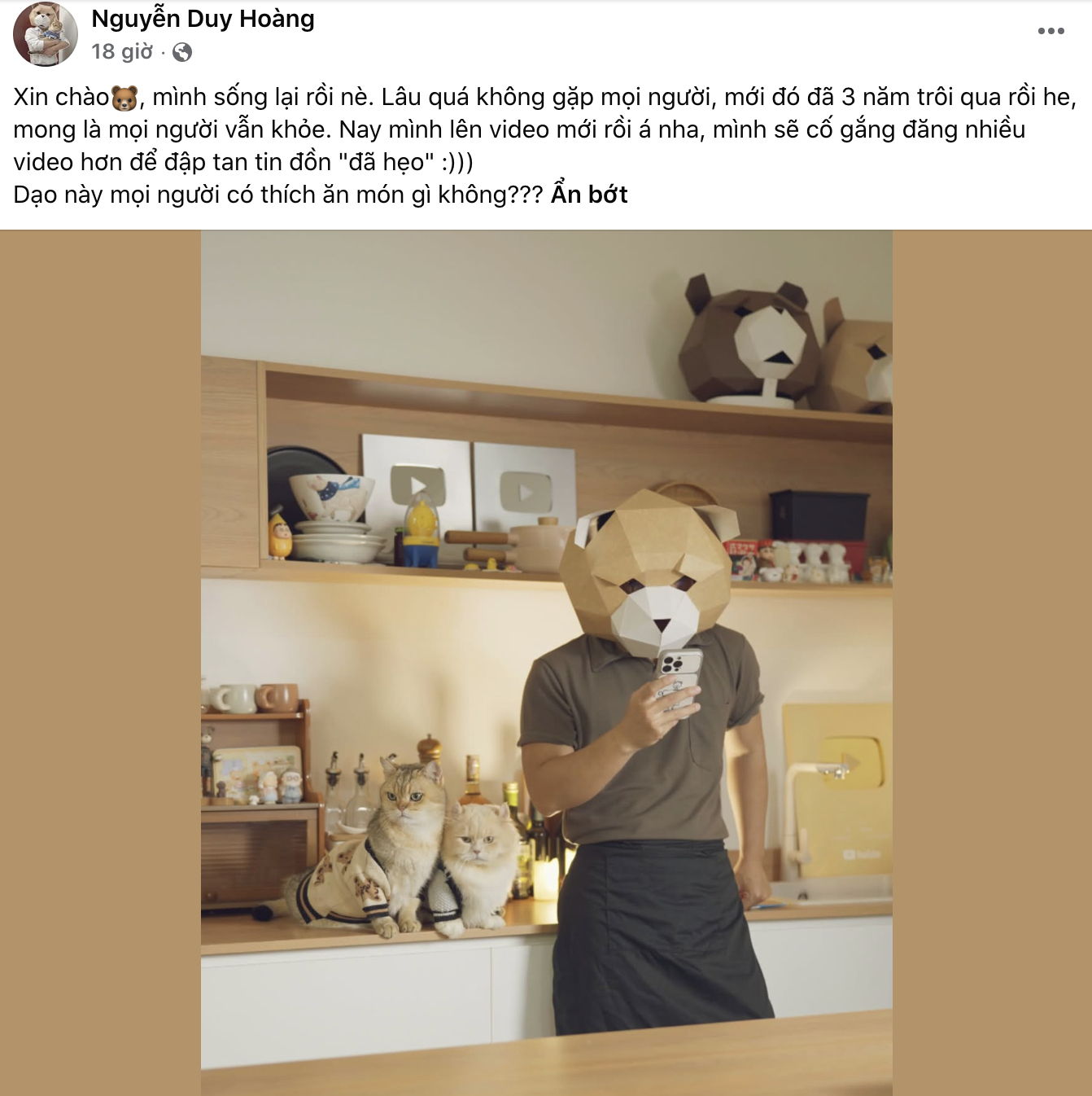 Ch&agrave;ng trai Việt Nino&rsquo;s Home trở lại với video nấu ăn v&agrave; lời hứa chăm chỉ hơn - Ảnh 1.