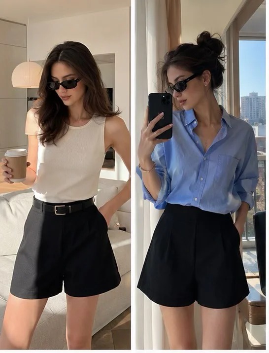 8 công thức phối đồ không thể sai với quần short đen - Ảnh 2.
