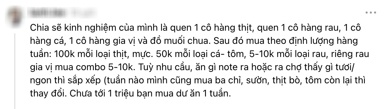 Mẹ đảm tiết lộ cách cầm 1,5 triệu mua thực phẩm cả tuần: Không đi chợ vì