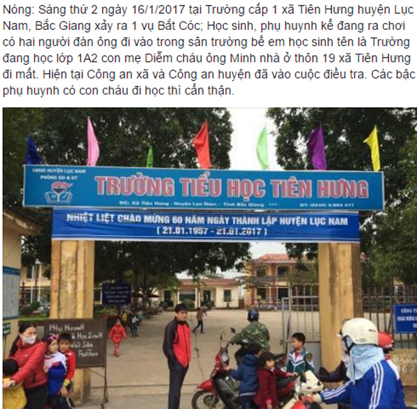 Sự thật tin đồn bắt cóc trẻ em tại Bắc Giang: Sau ly hôn, bố nhớ con nên đến trường đưa đi Hà Nội chơi - Ảnh 1.