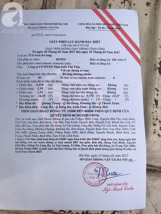 Vụ xe bồn đâm nữ sinh tử nạn ở Hà Nội: Xe chạy vào giờ cấm, từng bị phạt 20 lần - Ảnh 1.