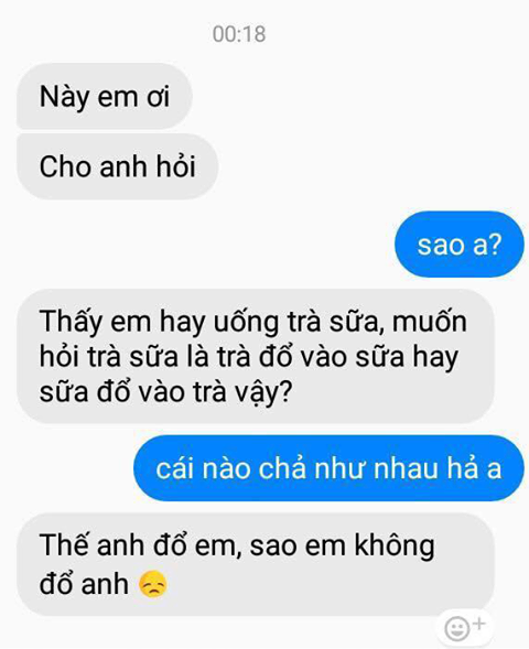 Chết cười với trào lưu thả thính bằng câu hỏi pha trà sữa: Trà sữa là trà đổ vào sữa hay sữa đổ vào trà? - Ảnh 1.