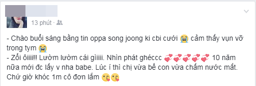 Hôm nay, trong lòng chị em chỉ có Song Joong Ki sắp lấy vợ là nỗi đau duy nhất, những thứ khác chẳng quan trọng! - Ảnh 1.