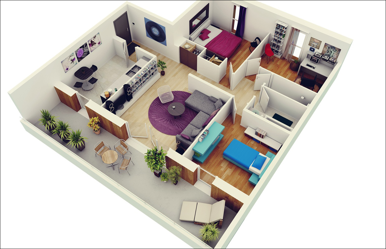 10 mẫu căn hộ 3 phòng ngủ đẹp dễ ứng dụng cho những gia đình nhiều ...