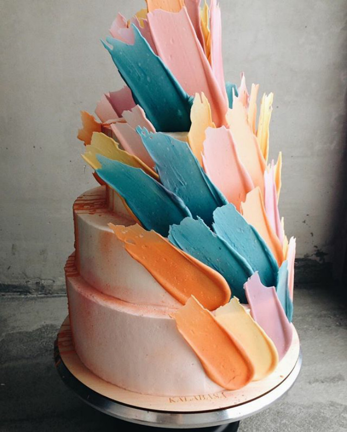 Brushstroke Cake | Cake trends, Beautiful cakes, Fondant cakes