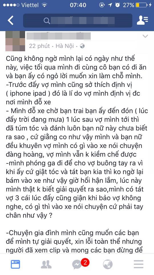 Hà Nội: Vợ mang bầu bám vào xe chồng để đánh ghen, chồng rồ ga cho xe chạy rồi tát, đẩy vợ không thương tiếc - Ảnh 4.