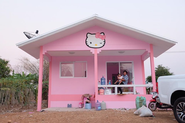 Ba mẹ dành dụm tiền xây ngôi nhà hình chú mèo Kitty đẹp như trong mơ dành tặng thiên thần nhỏ của mình - Ảnh 2.