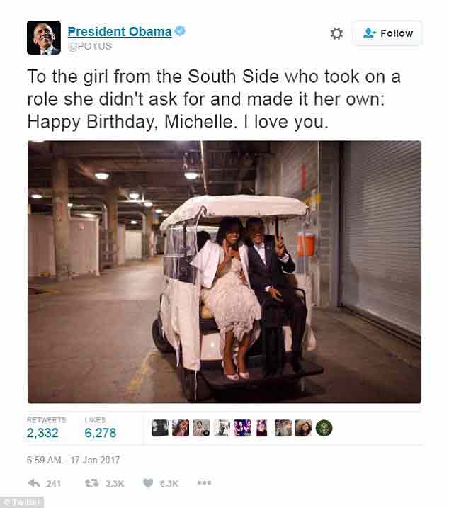 Obama gửi lời chúc sinh nhật ngọt ngào tới vợ - Ảnh 1.