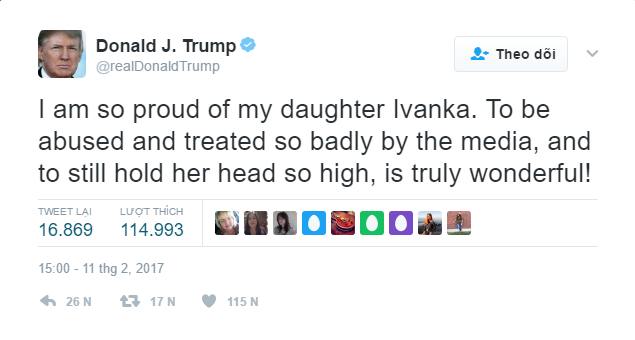 Tổng thống Mỹ Donald Trump: Tôi tự hào về con gái Ivanka - Ảnh 1.