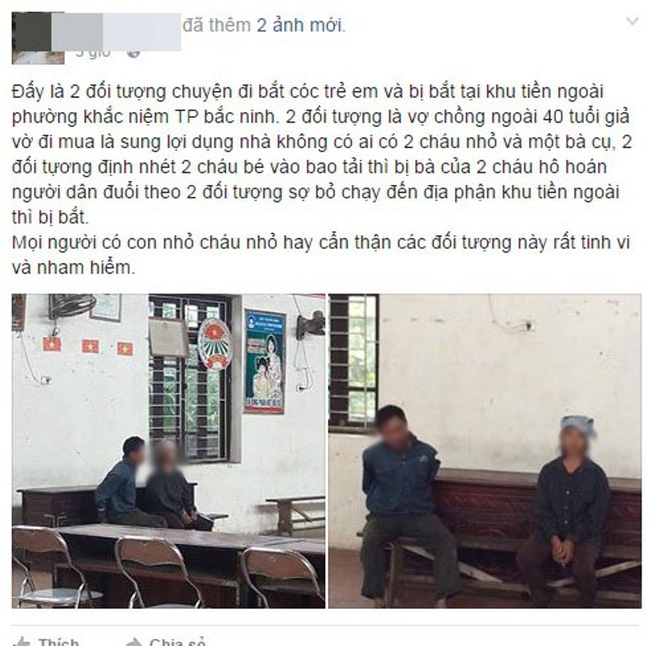 Sự thực hai vợ chồng đi mua lá sung bắt cóc trẻ nhỏ nhét vào bao tải ở Bắc Ninh - Ảnh 1. Sự thực hai vợ chồng đi mua lá sung bắt cóc trẻ nhỏ nhét vào bao tải ở Bắc Ninh - Ảnh 1.