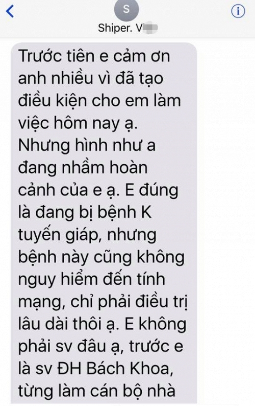 Shipper mắc bệnh ung thư được tặng 300 nghìn, dòng tin nhắn anh gửi lại sau đó khiến vị khách lặng người - Ảnh 2.