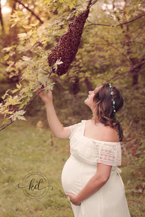 Bộ ảnh mang bầu khiến người xem sởn gai ốc: 20,000 con ong vây quanh cơ thể người mẹ - Ảnh 1.