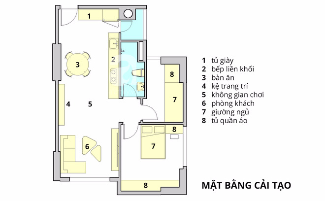 Tư vấn bố trí nội thất cho căn hộ 64m² từ vô số những nhược điểm thành không gian sống đáng mơ ước - Ảnh 2.