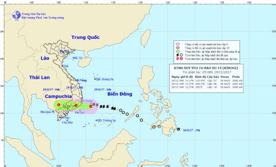 Bão số 14 suy yếu thành áp thấp nhiệt đới, đi vào đất liền Khánh Hòa - Bình Thuận - Ảnh 1.