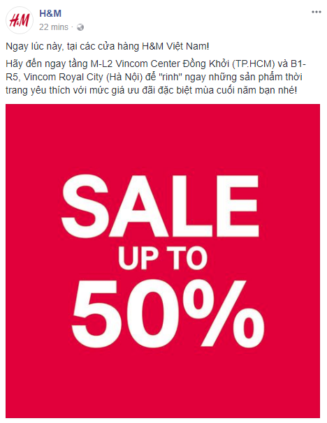 Tới lượt H&M Việt Nam cũng thông báo sale tới 50% bắt đầu từ hôm nay - Ảnh 1.