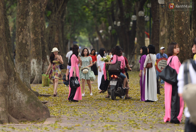 Cuối tuần, chị em áo dài váy hoa kéo nhau đi pose ảnh ở con đường lá vàng Phan Đình Phùng - Ảnh 10.
