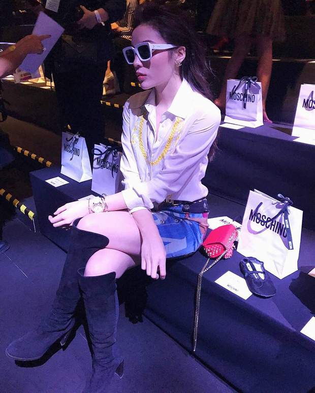 Kỳ Duyên nổi bật trên hàng ghế đầu của show Moschino, nhưng mí mắt như dày hơn và môi tều hơn thì phải - Ảnh 5.