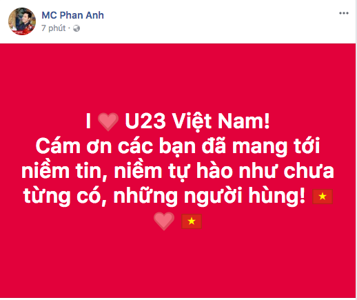 Xúc động với phản ứng của Hoa hậu Thu Thảo, Á hậu Tú Anh cùng dàn sao Việt trước kết quả cuối cùng của U23 Việt Nam - Ảnh 2.