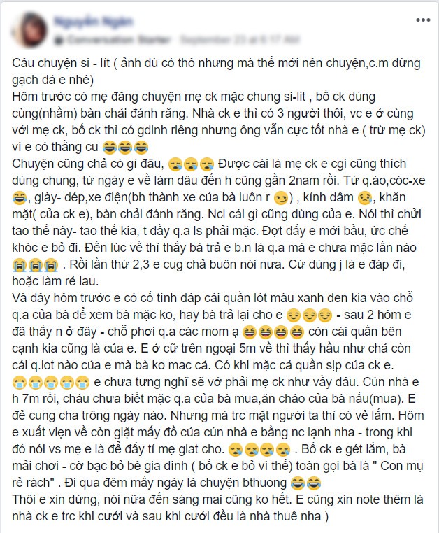 Ám ảnh kinh hoàng: mẹ chồng thích mặc chung đồ lót với con dâu - Ảnh 1.