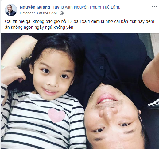 Rời bỏ Phạm Quỳnh Anh, Quang Huy vẫn khiến người ta rơi nước mắt vì tình yêu vô biên dành cho con gái Tuệ Lâm - Ảnh 3. Rời bỏ Phạm Quỳnh Anh, Quang Huy vẫn khiến người ta rơi nước mắt vì tình yêu vô biên dành cho con gái Tuệ Lâm - Ảnh 3.