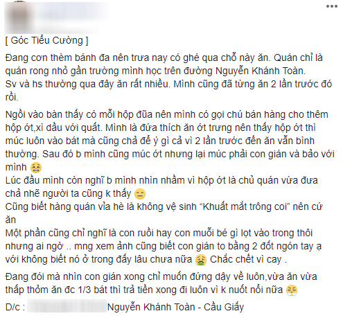 Cô nàng phát hiện có gián trong lọ ớt mình vừa cho vào bát bánh đa, nhưng vẫn quyết tâm ăn hết 1/3 mới về khiến dân mạng sốc nặng - Ảnh 1.