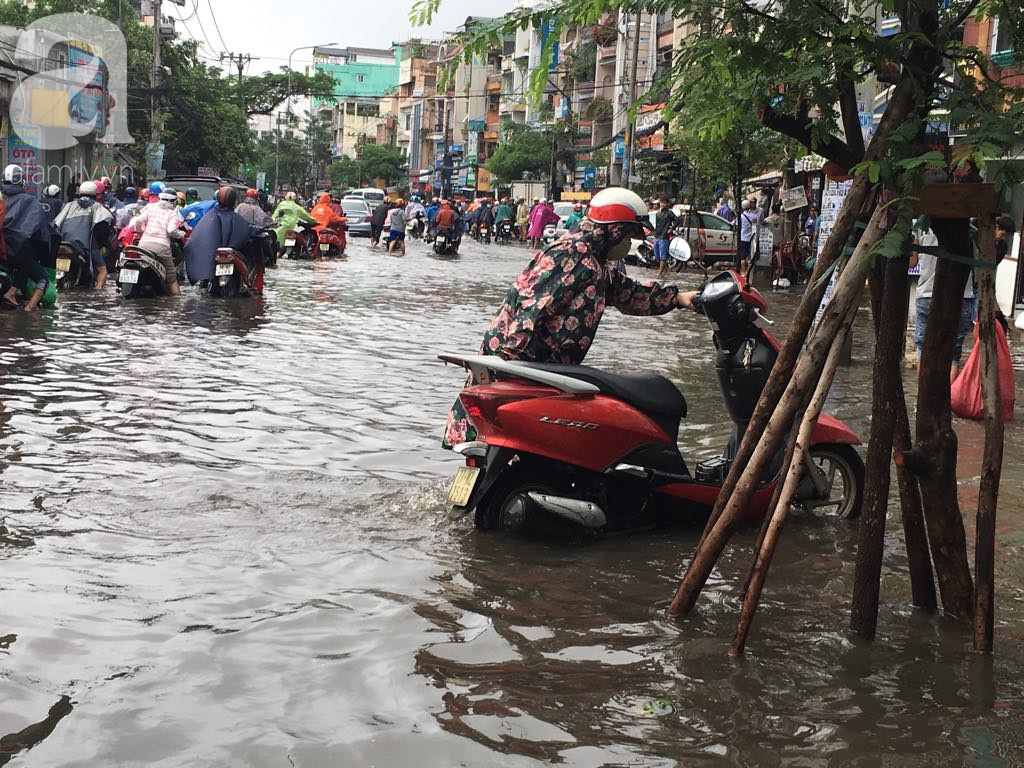 Sáng thứ 2 kinh hoàng: Kẹt xe, ngập nước, chết máy nằm la liệt, người Sài Gòn khốn khổ sau bão số 9 - Ảnh 23.