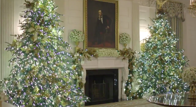 Trang trí Giáng sinh cho Nhà Trắng, bà Melania Trump gây tranh cãi khi sử dụng toàn cây thông màu đỏ - Ảnh 2.