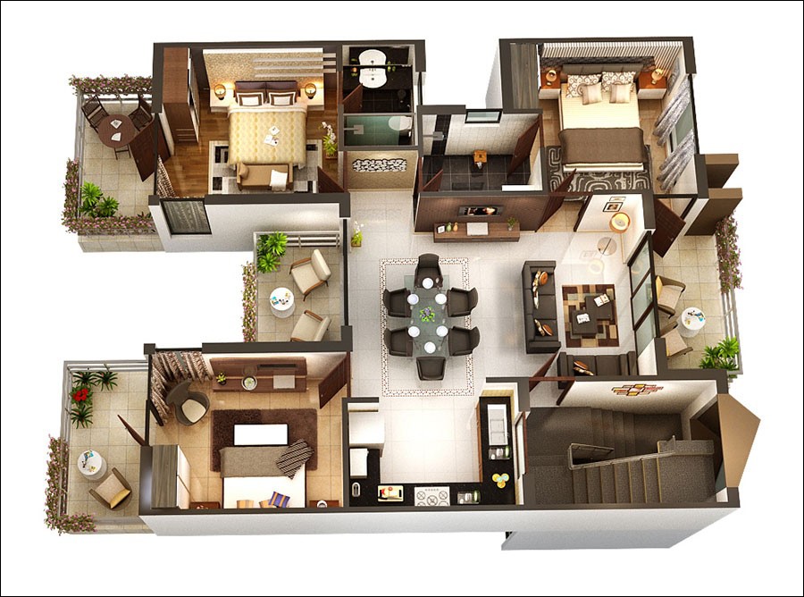 15 Mẫu thiết kế căn hộ 80m2 3 phòng ngủ và tham khảo báo giá