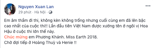 Bùi Phương Nga, HHen Niê, Hoàng Thùy cùng loạt sao Việt thể hiện sự tự hào khi Nguyễn Phương Khánh đăng quang Miss Earth 2018 - Ảnh 6.