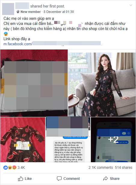 Đặt mua váy hoa thướt tha nhận ngay sản phẩm cứng ngắc nhăn nhúm, cô gái phản ánh còn bị shop mắng chửi và chặn Facebook - Ảnh 1.