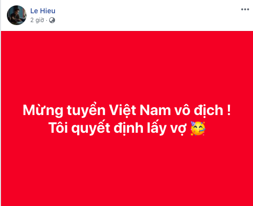 Nhân dịp đội tuyển Việt Nam vô địch, Lê Hiếu bất ngờ tuyên bố: Quyết định lấy vợ - Ảnh 1.