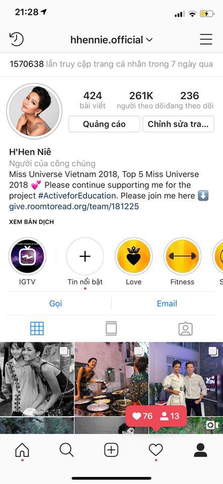 HHen Niê khoe lượt follow trang cá nhân tăng chóng mặt sau khi đạt thành tích khủng tại Miss Universe 2018 - Ảnh 1.