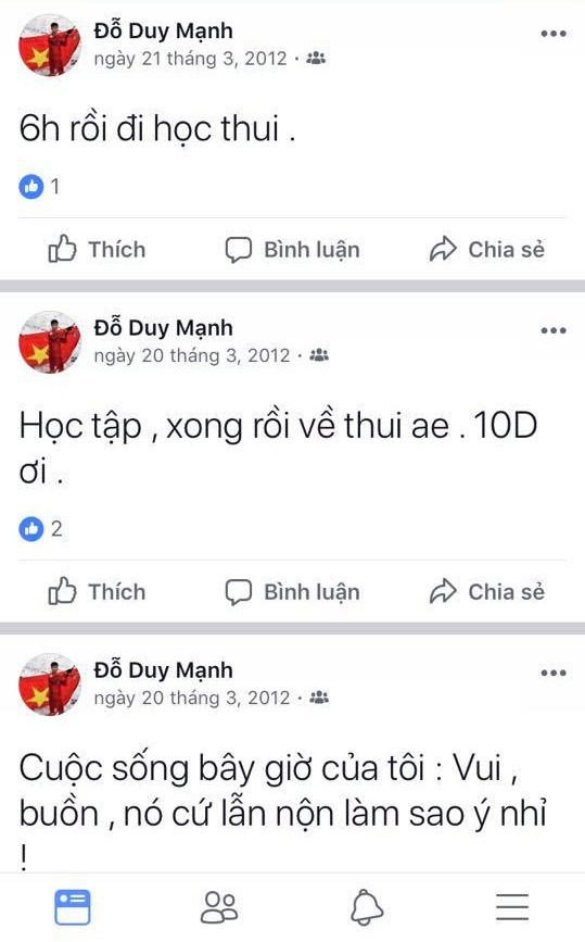 Thời trẻ trâu của Duy Mạnh U23: viết FB chỉ toàn than thở về chuyện nắng mưa, ăn ngủ, lại còn teencode - Ảnh 1.