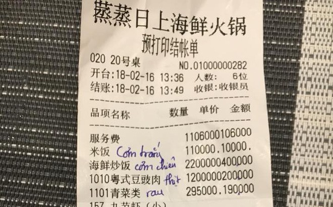  Khách tố nhà hàng ở Đà Nẵng chặt chém, đưa hóa đơn hoàn toàn chữ Trung Quốc - Ảnh 1.