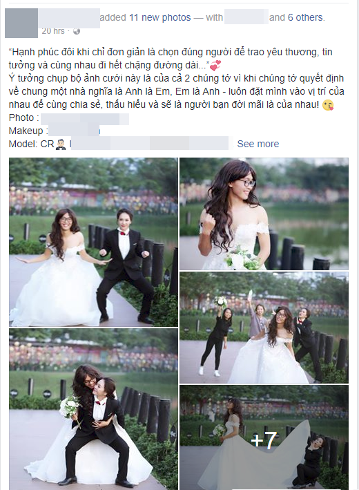 Bộ ảnh cưới hoán đổi của chú rể hot girl và cô dâu boy ngầu Hà Nội gây bão mạng xã hội - Ảnh 1.