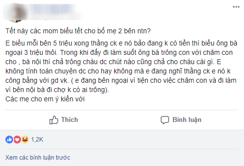 Cả năm nhờ ngoại chăm con, cuối năm vợ cho hai bên nội ngoại 5 triệu, chồng liền ý kiến: Cho ngoại 3 triệu thôi - Ảnh 1.