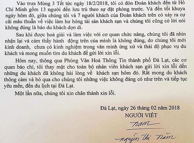 Đà Lạt: Khách sạn xin lỗi vì đuổi nhóm du khách giữa đêm khuya - Ảnh 1.