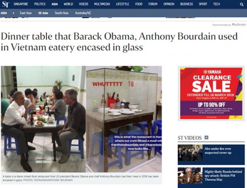 Hình ảnh bàn ông Obama ăn bún chả lồng kính lên báo nước ngoài - Ảnh 2.
