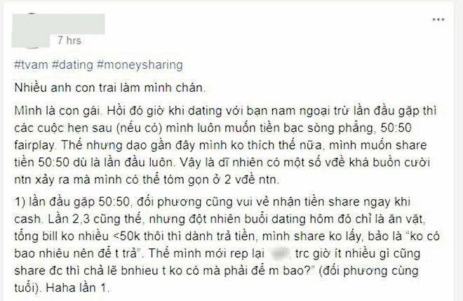 Cô nàng gây bão MXH vì chuyện cưa đôi tình phí: Bạn trai không nhận tiền thì không được, nhận thì bảo sĩ diện hão - Ảnh 1.