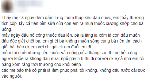 Cám cảnh con dâu mua thuốc cho mẹ chồng: Chưa quen thuốc thì bảo con dâu hại, đến khi hết bệnh lại nói nhờ trời thương - Ảnh 1.