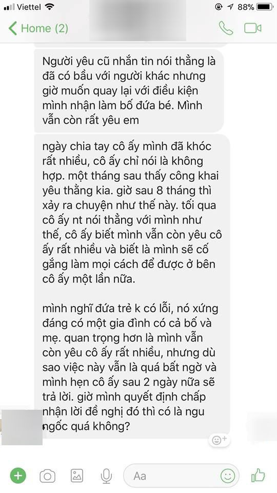 Sau 8 tháng chia tay, anh chàng được bạn gái cũ yêu cầu quay lại nhưng với điều kiện: chấp nhận làm bố cái thai của một chàng trai khác - Ảnh 1.