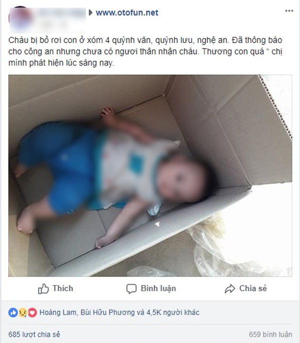 Nghệ An: Thông tin bé gái 8 tháng tuổi bị bỏ rơi trong thùng carton hoàn toàn là bịa đặt - Ảnh 1.