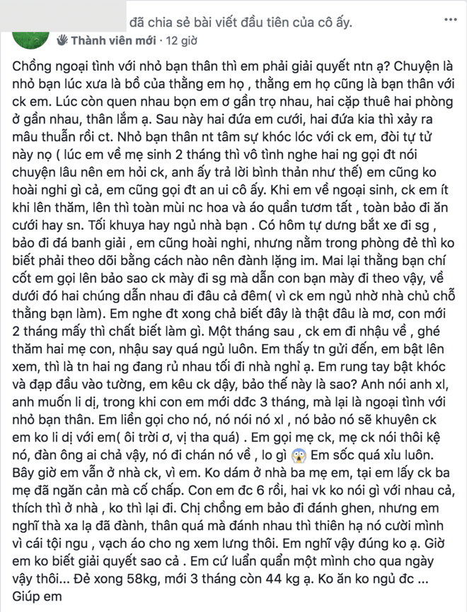 Chồng ngoại tình với bạn thân rồi đòi li dị khi con nhỏ mới được 3 tháng tuổi, mẹ trẻ đau đớn sụt hẳn 14kg - Ảnh 1.