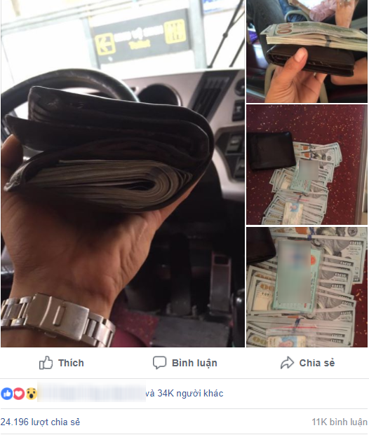 Thực hư vụ tài xế lên Facebook tìm hành khách bỏ quên 8.300USD để trả lại? - Ảnh 1.