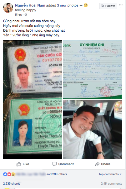 Doanh nhân Nguyễn Hoài Nam mong mọi người dừng gửi tiền trợ giúp qua tài khoản - Ảnh 2.