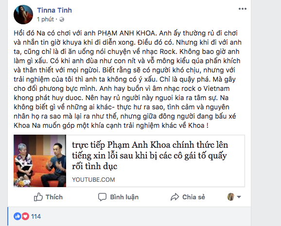Tinna Tình bất ngờ chia sẻ việc Phạm Anh Khoa từng nhắn tin, rủ đi chơi khuya nhưng không làm gì xấu - Ảnh 2.