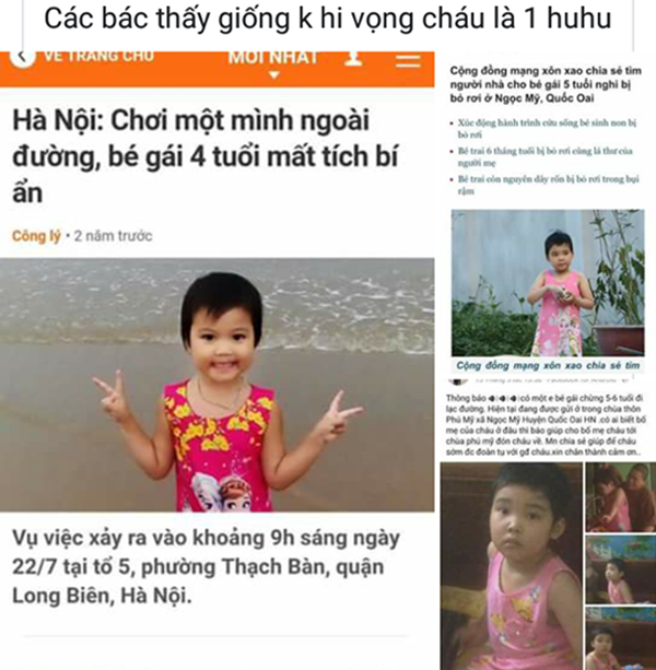 Mẹ bé gái mất tích cách đây 2 năm bối rối khi nhiều người gọi đến, nhầm bé gái mới bị bỏ rơi ở Quốc Oai là con mình - Ảnh 1.