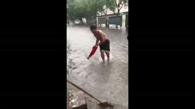Trung Quốc: Những hình ảnh dở khóc dở cười trong mùa bão lũ ngập lụt - Ảnh 4.