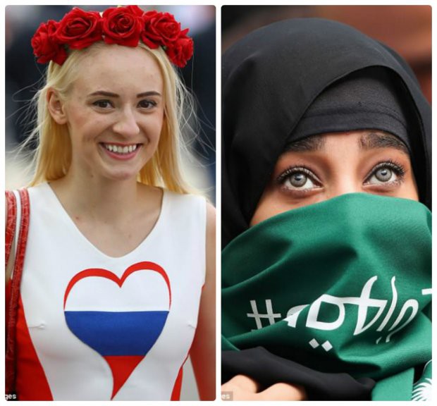 Muôn màu World Cup: Fan nữ Nga hở táo bạo, Saudi Arabia kín như bưng - Ảnh 4.