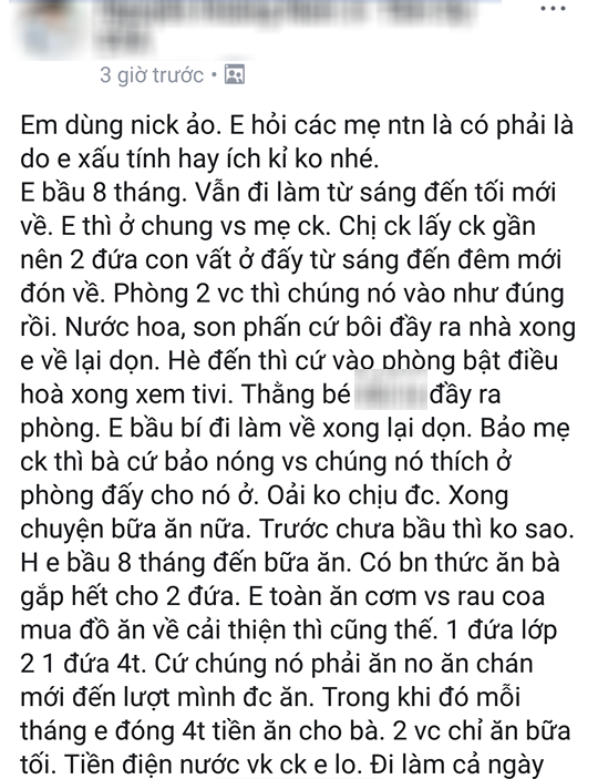 Ngày hè nóng nực, con của chị chồng xông vào vào phòng nghịch phá, bữa cơm ăn hết phần ngon, mẹ bầu than thở làm nổ ra tranh cãi - Ảnh 1.